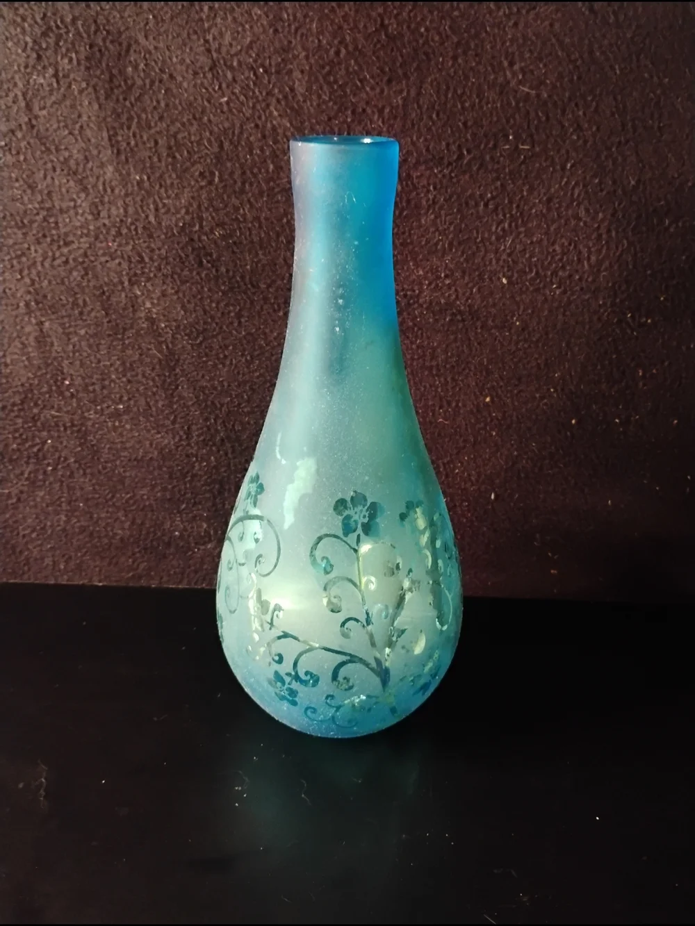Frosted/Floral Etched Glass Vase